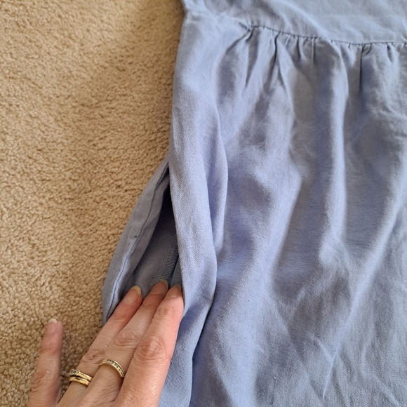 NWOT Briggs New York Blue Linen Dress Small V-neck Short Sleeved - Picture 5 of 13